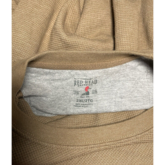 NWT Mens RedHead Thermal Waffle Knit Crew Henley Shirt Sweater Taupe 2XL LS - Picture 4 of 8